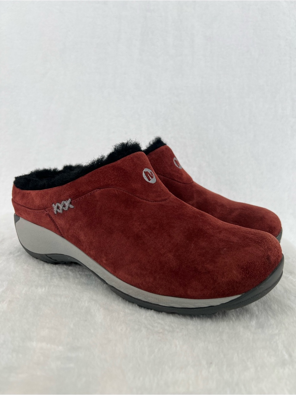 Merrell Shoes Encore Q2 Ice Suede Shearling Slip On Clogs Raisin Women’s Sz 8.5